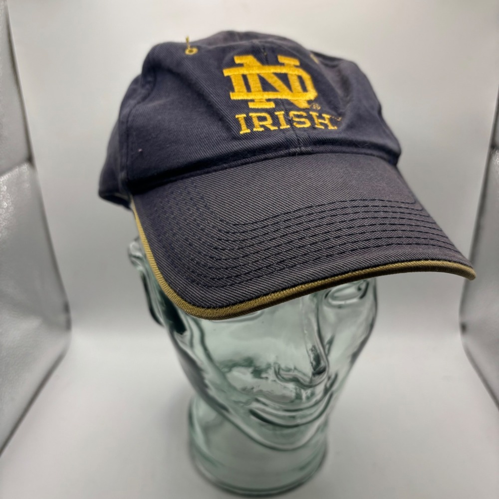 Vtg Notre Dame Fighting Irish Hat‎ Navy Blue Gold Adjustable Strapback NCAA Cap